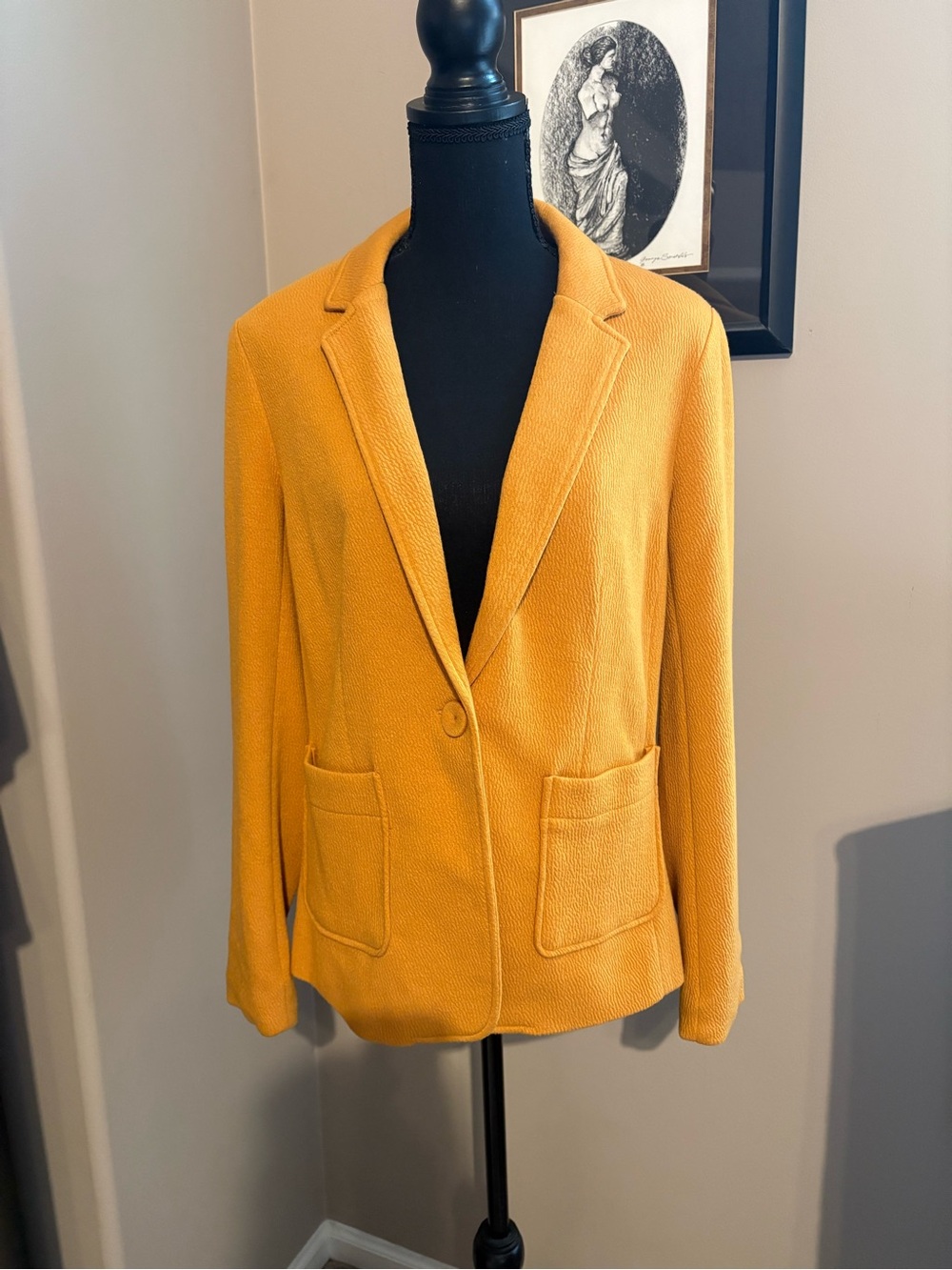 DR2 Mustard Yellow Single-Button Textured Blazer